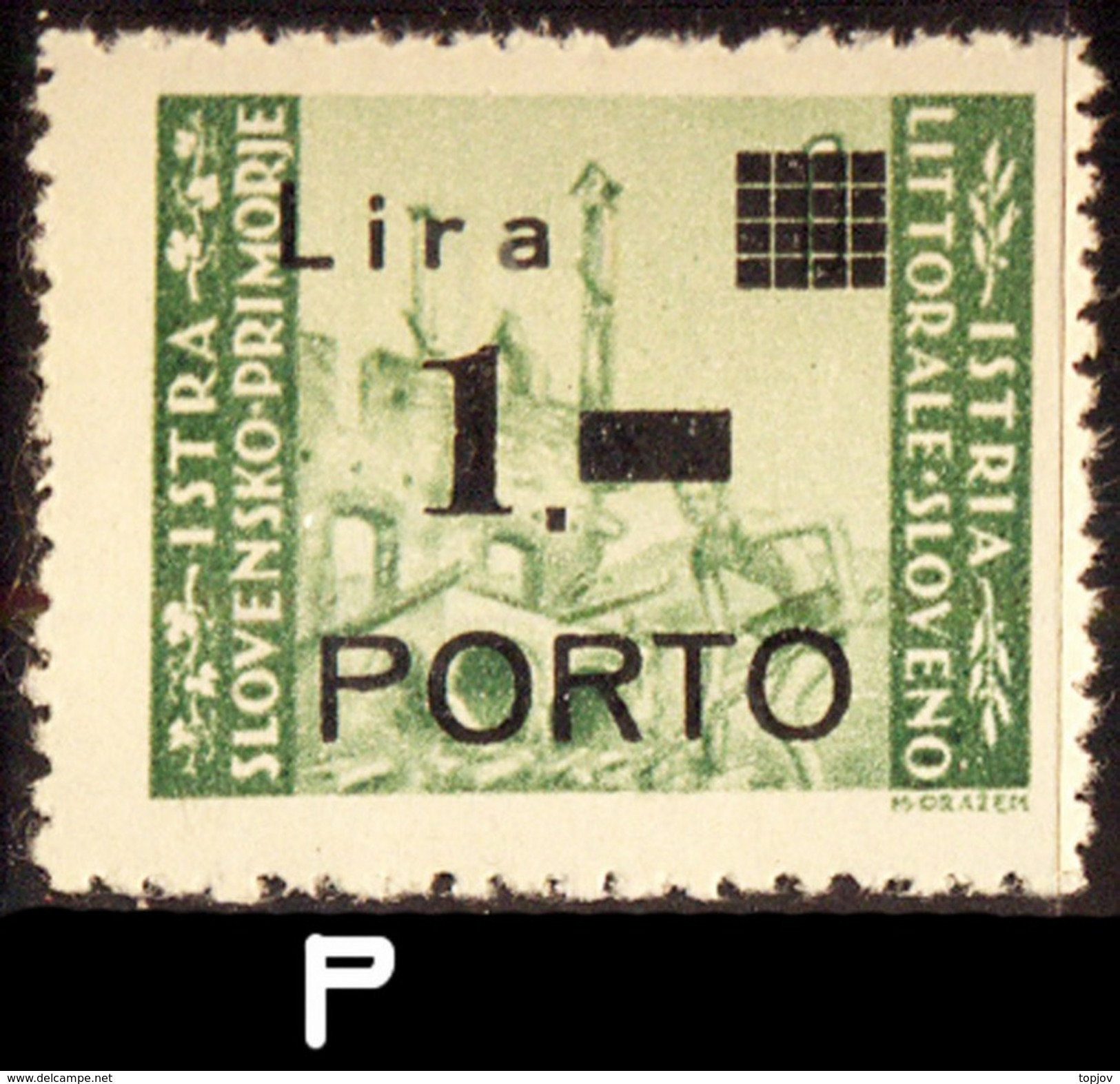 ISTRIA E LITORALE SLOVENO - SEGNATASSE PORTO L. 1 - P Stretta + Punto Quadrto - Sass. 8b - **MNH - 1946 - Occup. Iugoslava: Istria