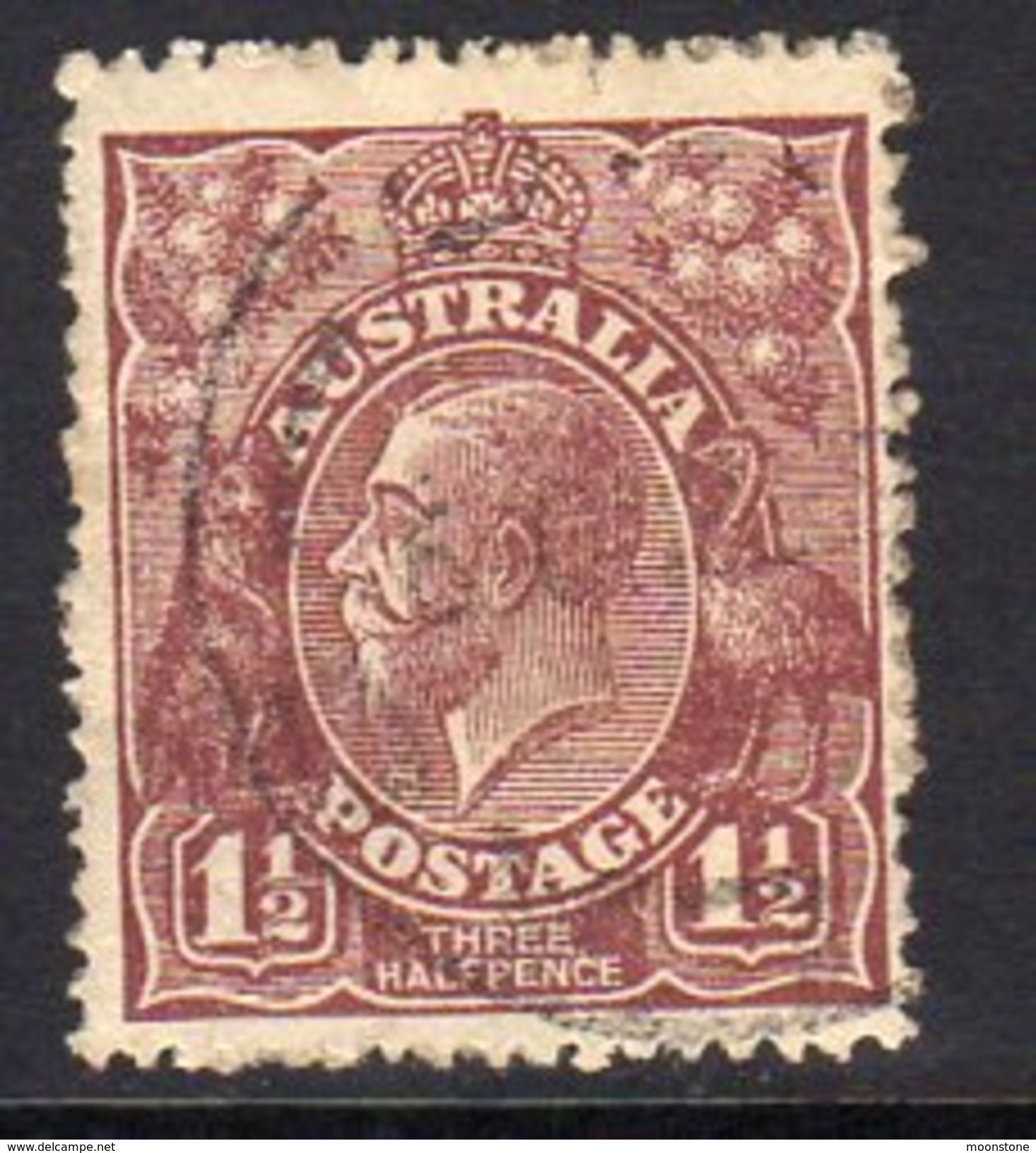 Australia 1918-23 1½d Chocolate GV Head, 2nd Wmk. 5, Used (SG59a) - Oblitérés