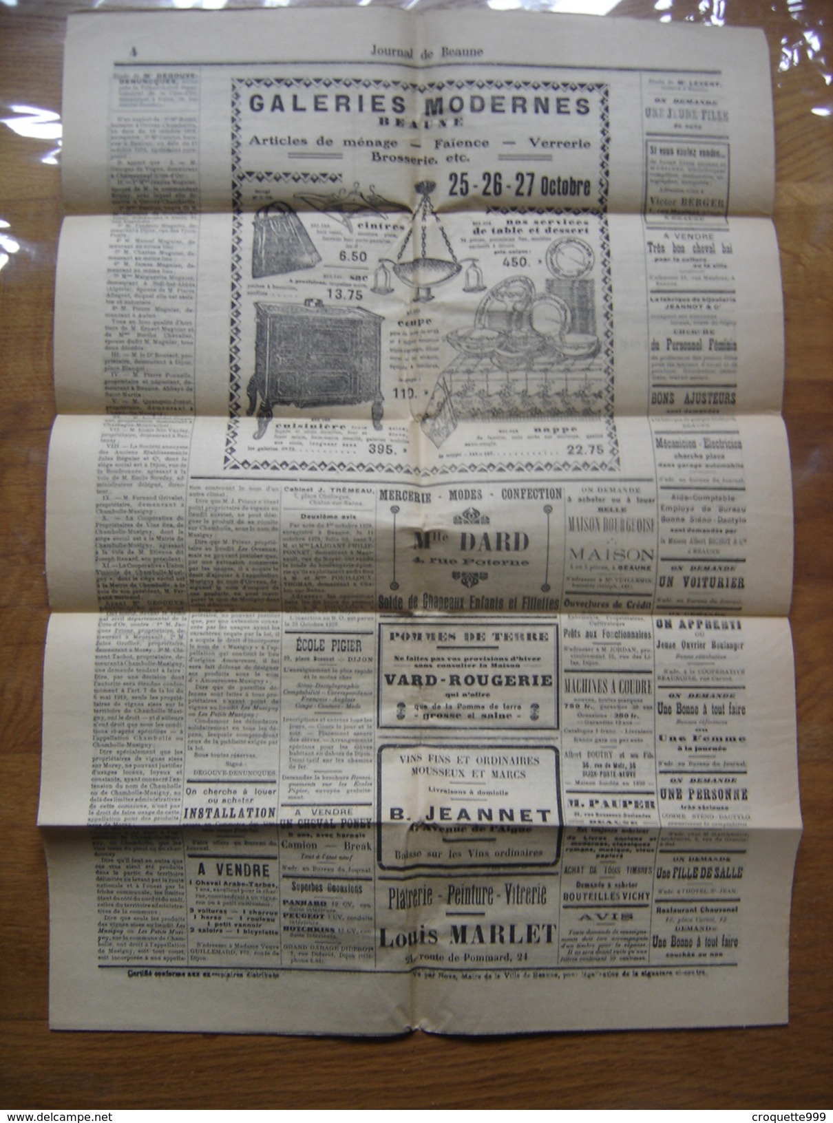 1928 JOURNAL De BEAUNE 122 Republicain Publicite Foire Gastronomique - Informations Générales