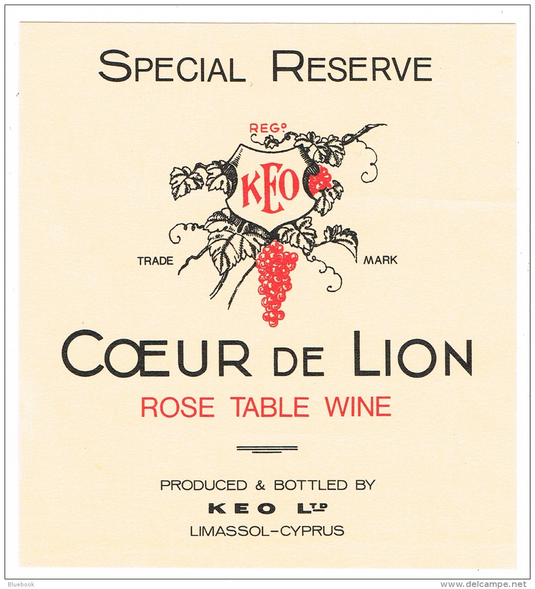 RB 1142 -  4 Cyprus Keo Wine Or Brandy Bottle Labels - Alcohol Drinking &amp; Cards Aces Theme - Alcools