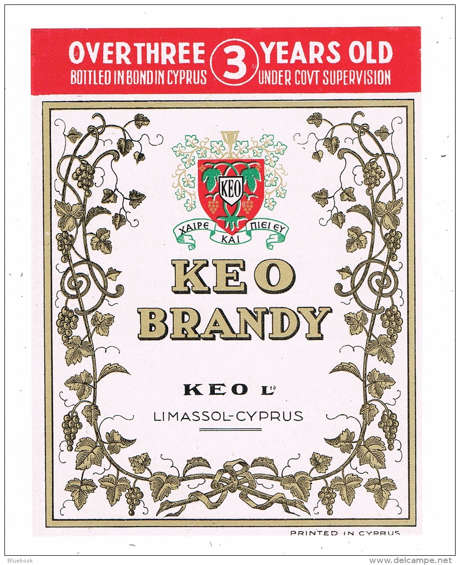 RB 1142 -  4 Cyprus Keo Wine Or Brandy Bottle Labels - Alcohol Drinking &amp; Cards Aces Theme - Alcools