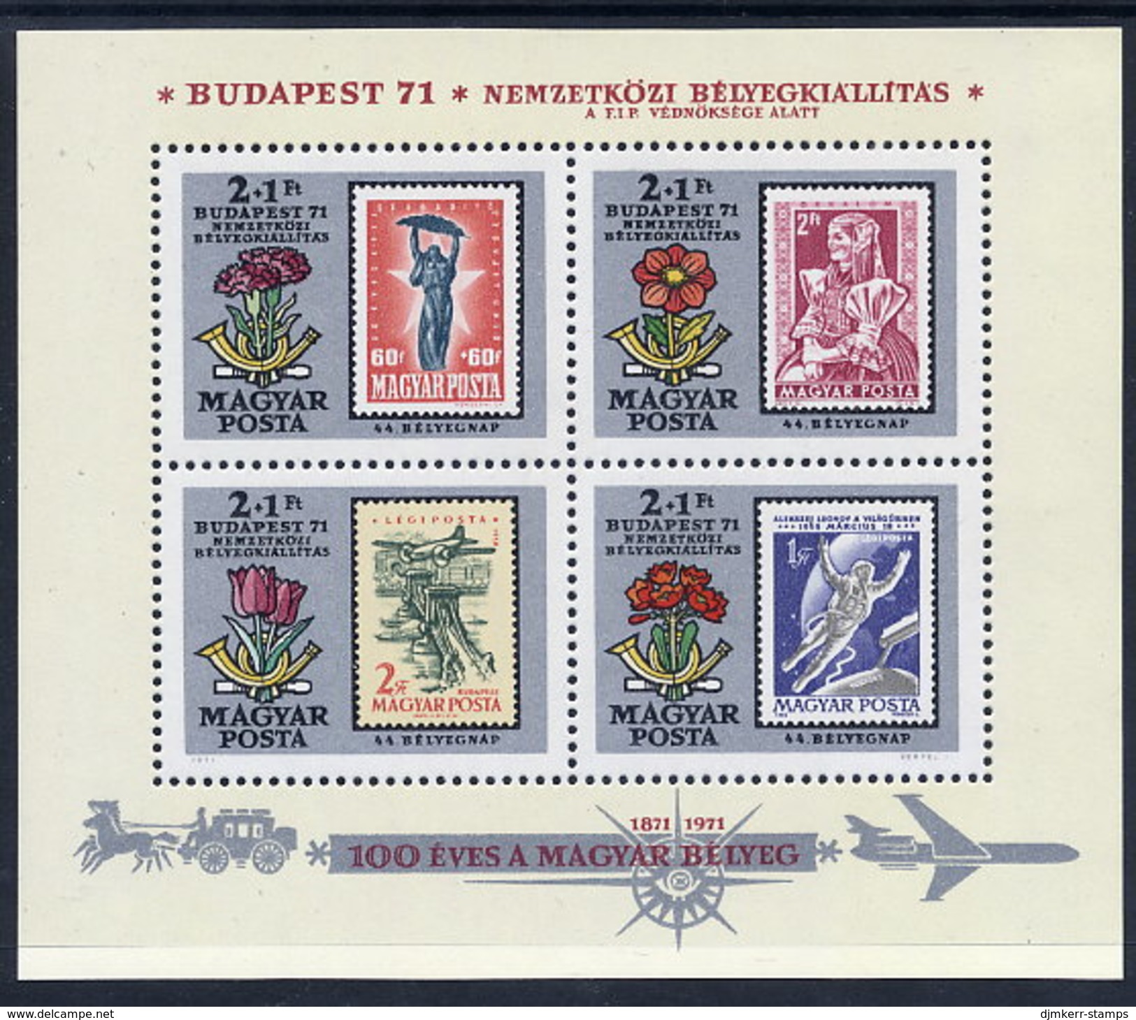 HUNGARY 1971 BUDAPEST '71 Exhibition Block MNH / **.  Michel Block 83 - Blocs-feuillets