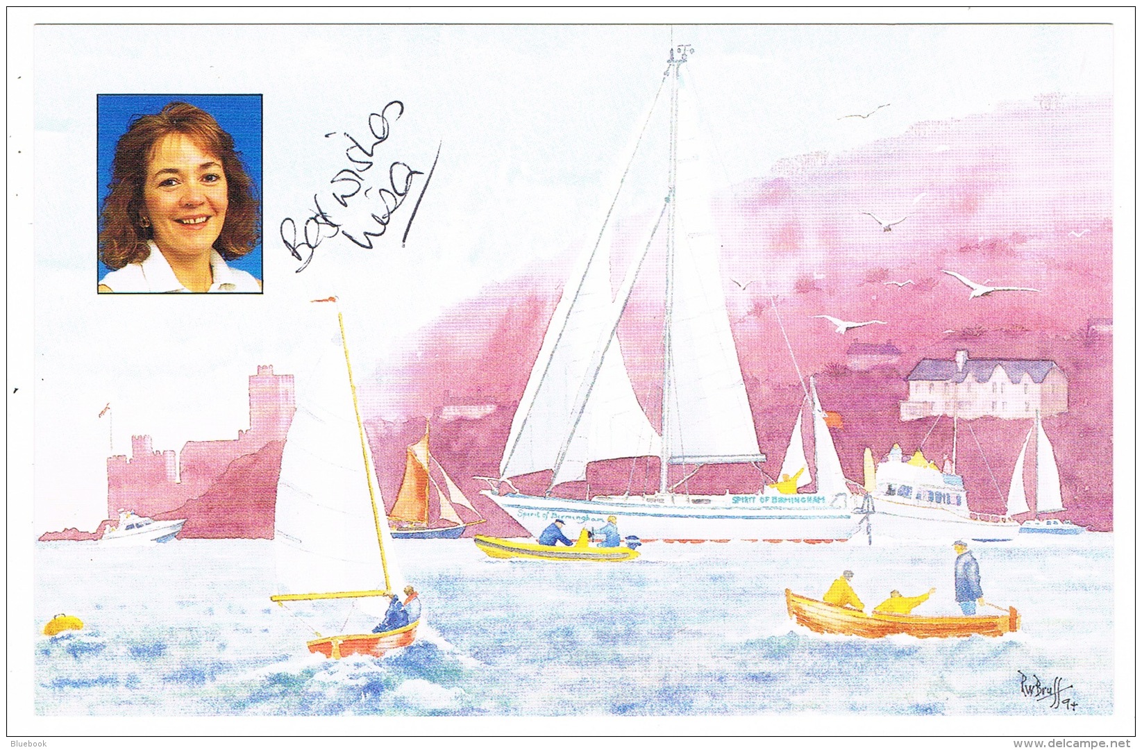 RB 1142 -  Lisa Clayton Signed Postcard - Single Handed Non-stop World Voyage - Sailing - Voile