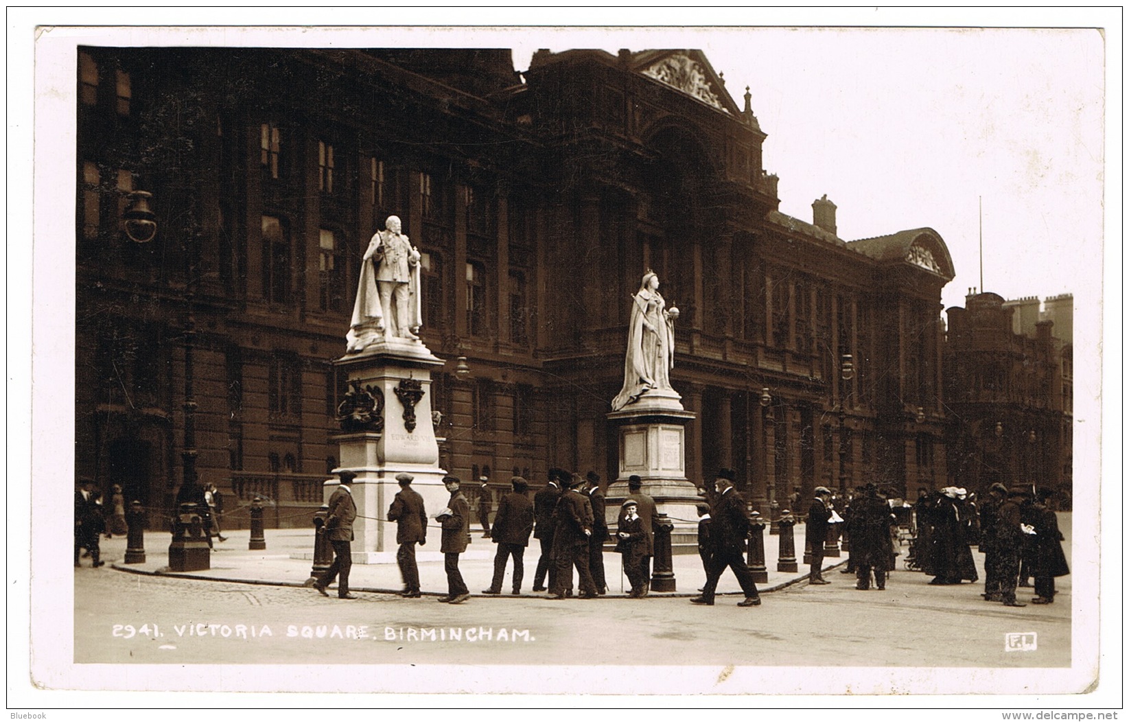 RB 1142 -  Early Real Photo Postcard - Victoria Square &amp; Statues Birmingham Warwickshire - Birmingham