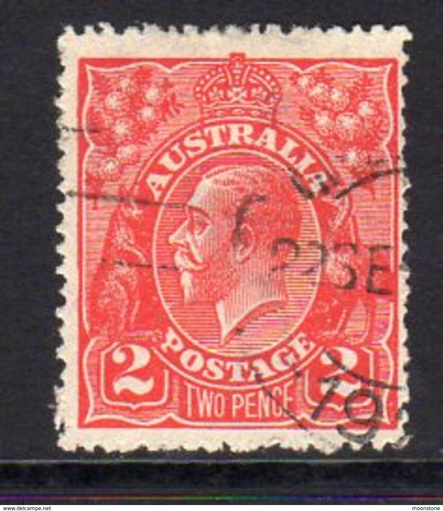 Australia 1918-23 2d Bright Rose-scarlet GV Head, 2nd Wmk. 5, Used (SG63) - Used Stamps