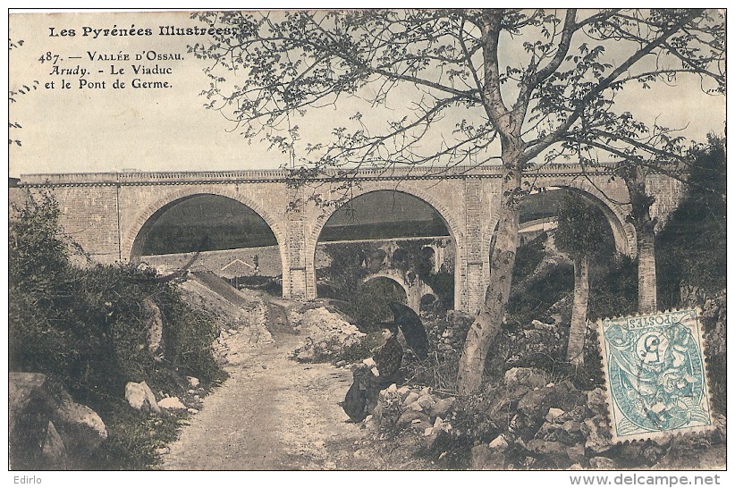 -64- Vallée D'Osseau ARUDY Le Viaduc Et Le Pont De Germe Belle Carte Colorisée TTB - Arudy