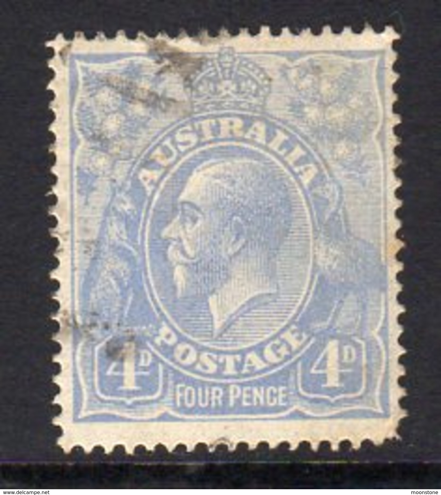 Australia 1918-23 4d Pale Milky-blue GV Head, 2nd Wmk. 5, Used (SG65a) - Oblitérés