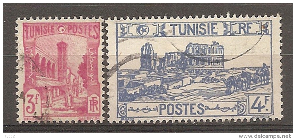 TUNISIE - Yv  N°  285,286   (o)  3f,4f    Cote  1 Euro  BE - Usados