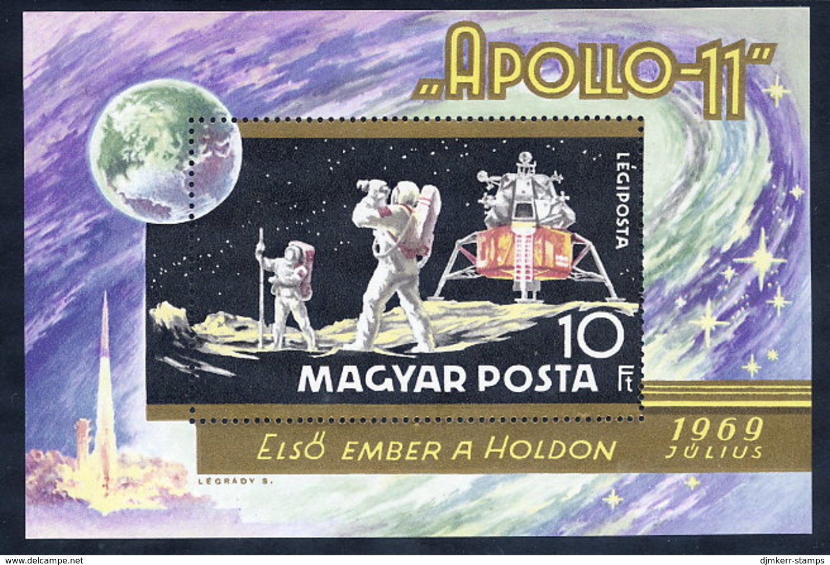 HUNGARY 1969 Apollo 11  Block MNH / **.  Michel Block 72 - Blocchi & Foglietti