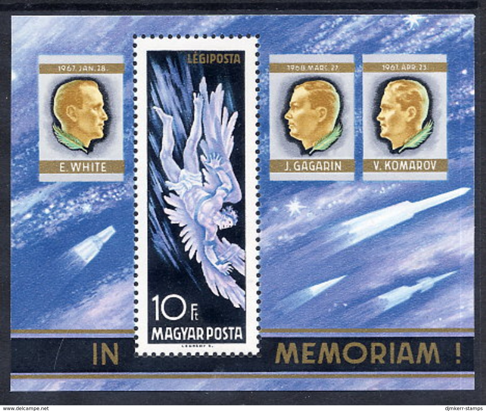 HUNGARY 1968 Death Of Astronauts Block MNH / **.  Michel Block 63 - Blocs-feuillets