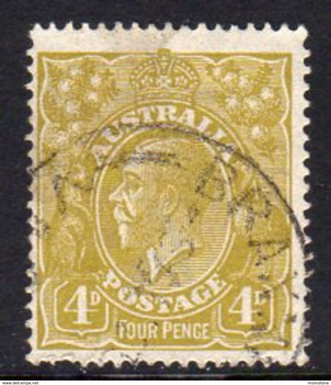 Australia 1924 4d Olive-yellow GV Head, Wmk. 5, Used (SG80) - Used Stamps