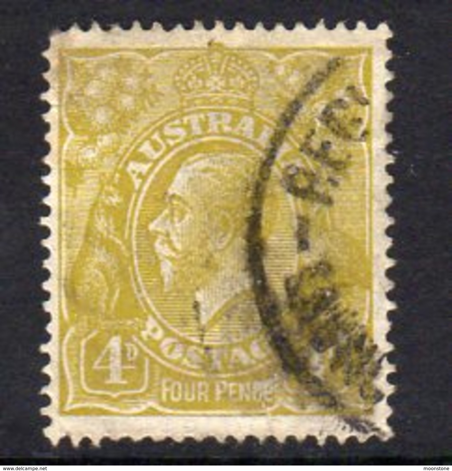 Australia 1924 4d Olive-yellow GV Head, Wmk. 5, Used (SG80) - Used Stamps