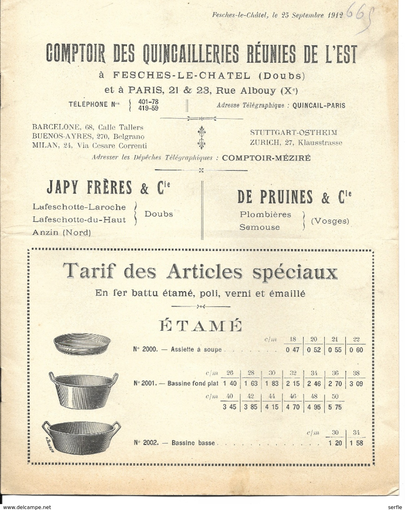 25 - Fesches-le-Chatel - Catalogue Comptoir Des Quincailleries Réunies De L'Est - Autres & Non Classés