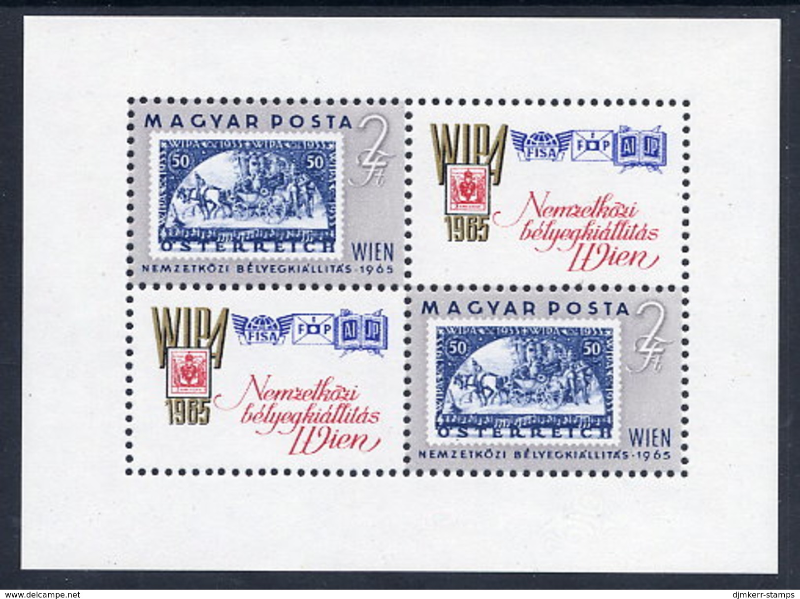 HUNGARY 1965 WIPA Stamp Exhibition  Block MNH / **.  Michel Block 47 - Blocks & Sheetlets