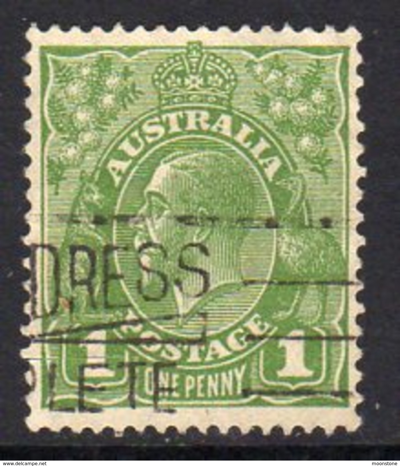 Australia 1926-30 1d Sage-green GV Head, Wmk. 7, Perf. 14, Used (SG86) - Oblitérés