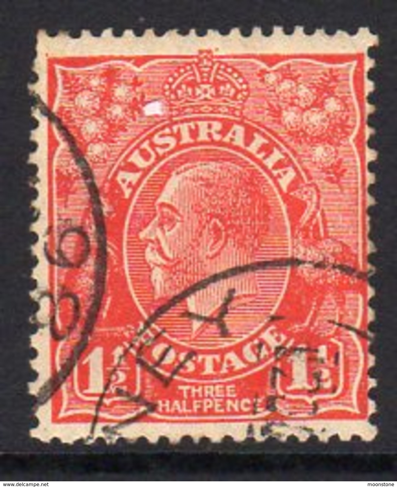 Australia 1926-30 1½d Scarlet GV Head, Wmk. 7, Perf. 14, Used (SG87) - Used Stamps