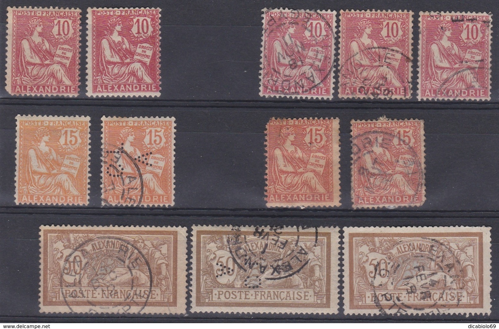 Alexandrie - Lot De 36 Timbres N°19*-N°23(o)-N°24*/o-N°25*/o-N°25a*/o-N°26(o)-N°27*/o-N°30(o)-N°31(o) - Neufs