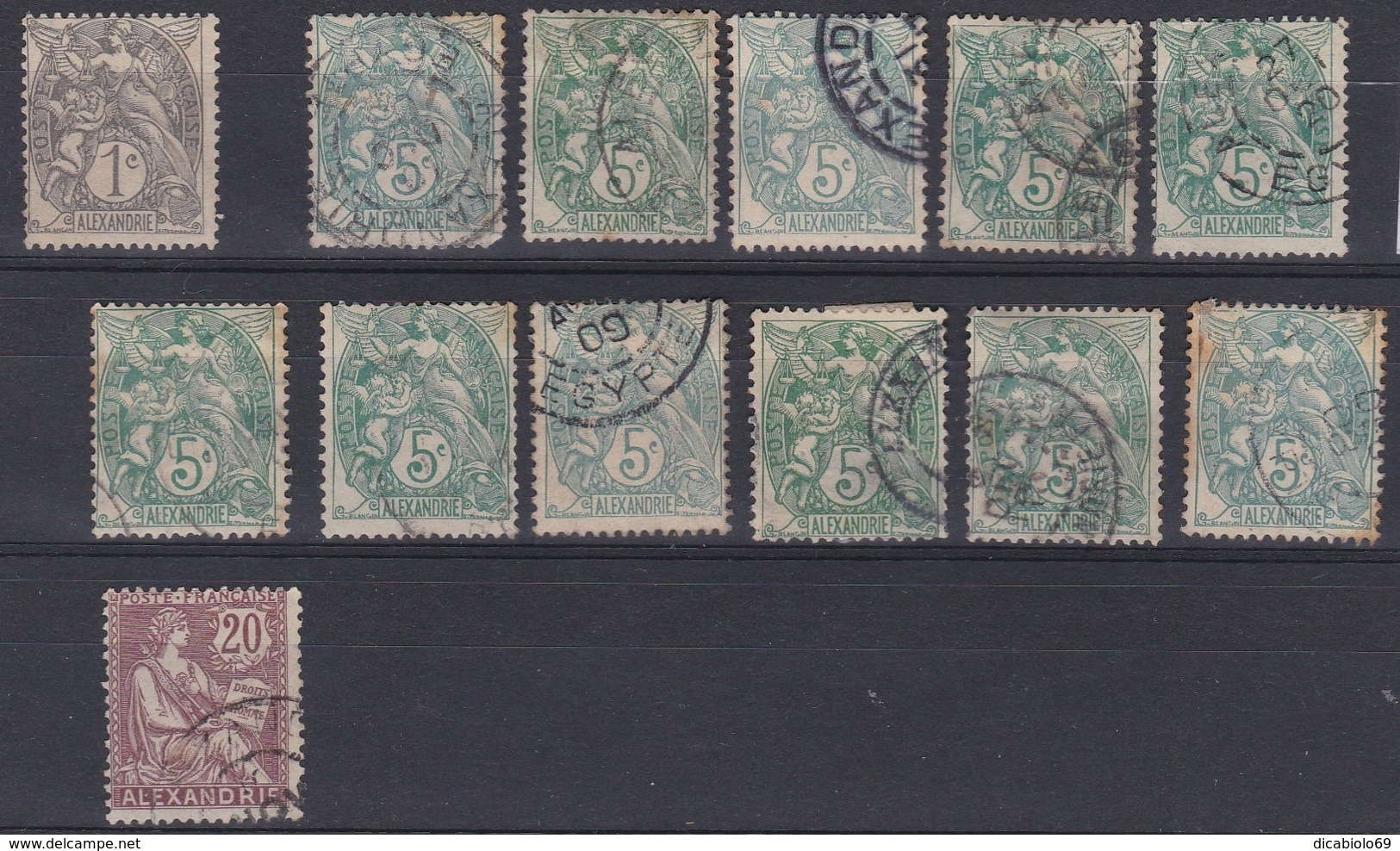 Alexandrie - Lot De 36 Timbres N°19*-N°23(o)-N°24*/o-N°25*/o-N°25a*/o-N°26(o)-N°27*/o-N°30(o)-N°31(o) - Neufs