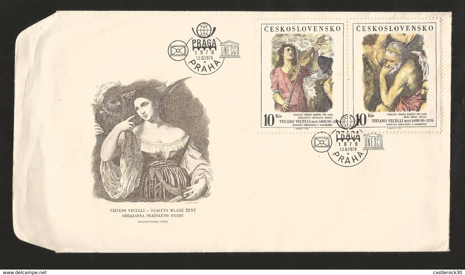 E)1978 CZECH REPUBLIC, TIZIANO VECELLI, PAINTER, ARTIST, RENAISSANCE, SET OF 2, FDC - FDC