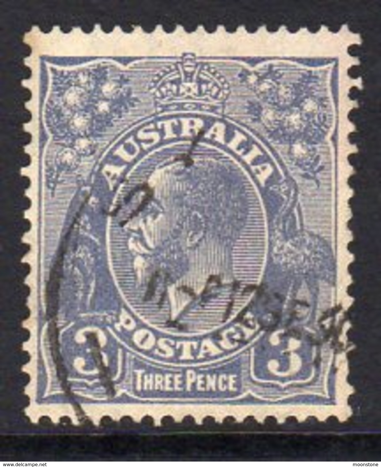 Australia 1926-30 3d Dull Ultramarine GV Head, Wmk. 7, Perf. 13½x12½, Used (SG100) - Oblitérés