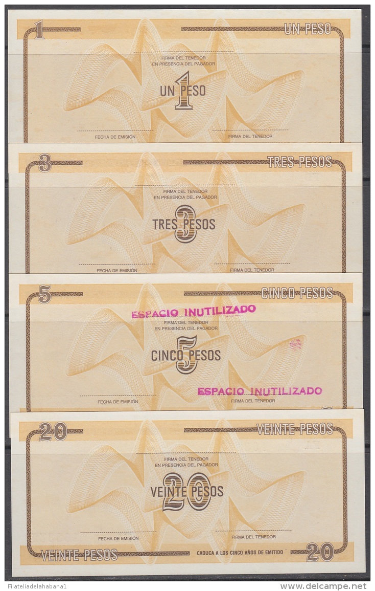 1985-BK-158 CUBA 1985. 1, 3, 5, 20$ CERTIFICADO DE DIVISA SERIES D. UNC. - Cuba