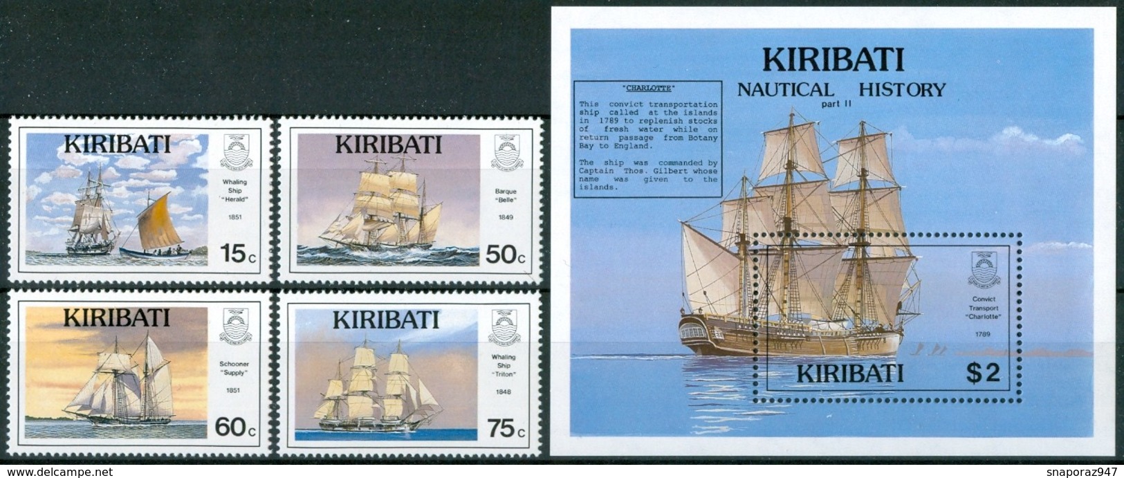 1990 Kiribati Velieri Navi Sailing Boat Ships Bateaux A Voile Set + Block MNH** B54 - Kiribati (1979-...)