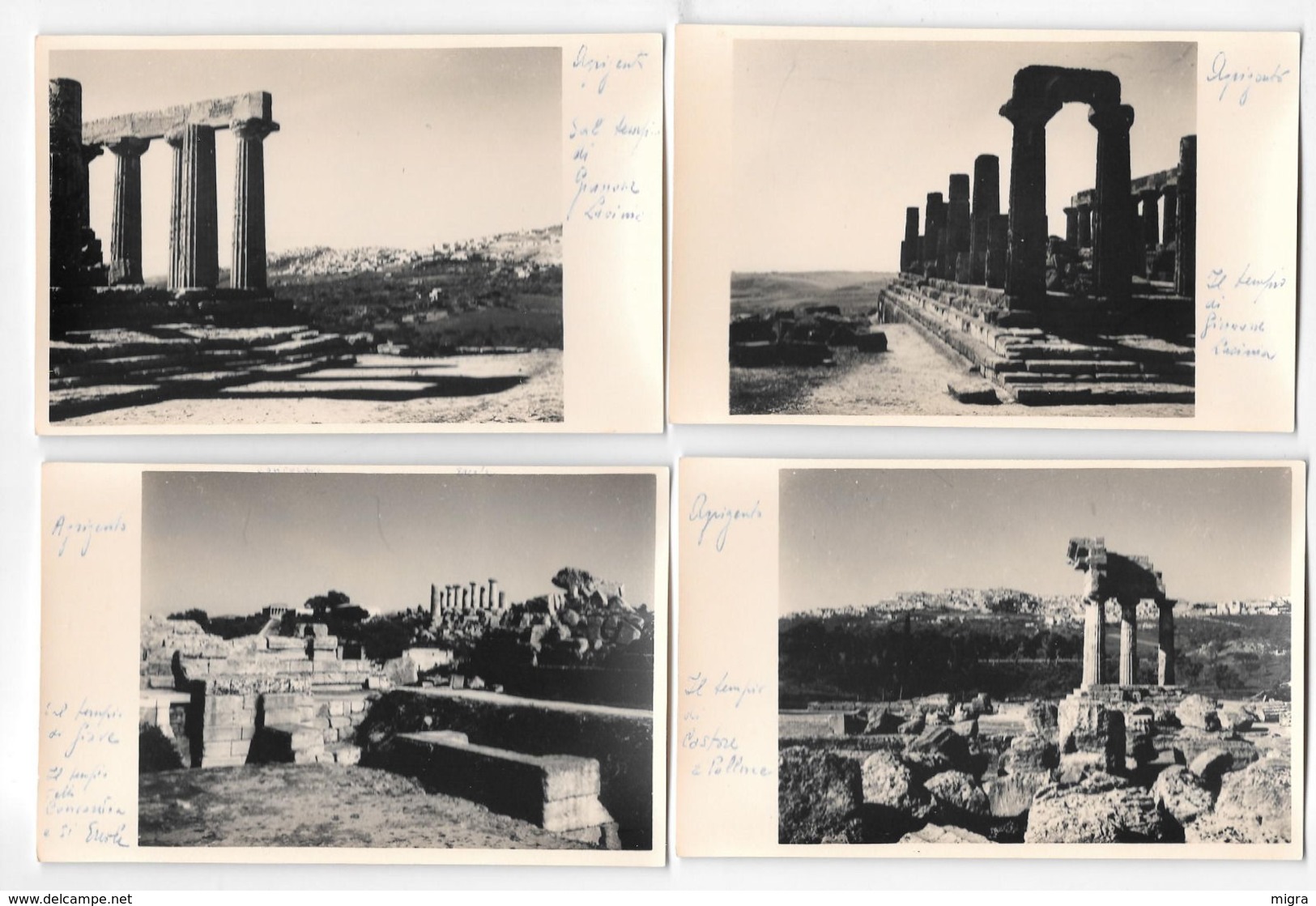 AGRIGENTO TEMPIO DI GIOVE - CASTORE E POLLUCE GIUNONE 4  FOTO CARTOLINE - 1953 - Agrigento