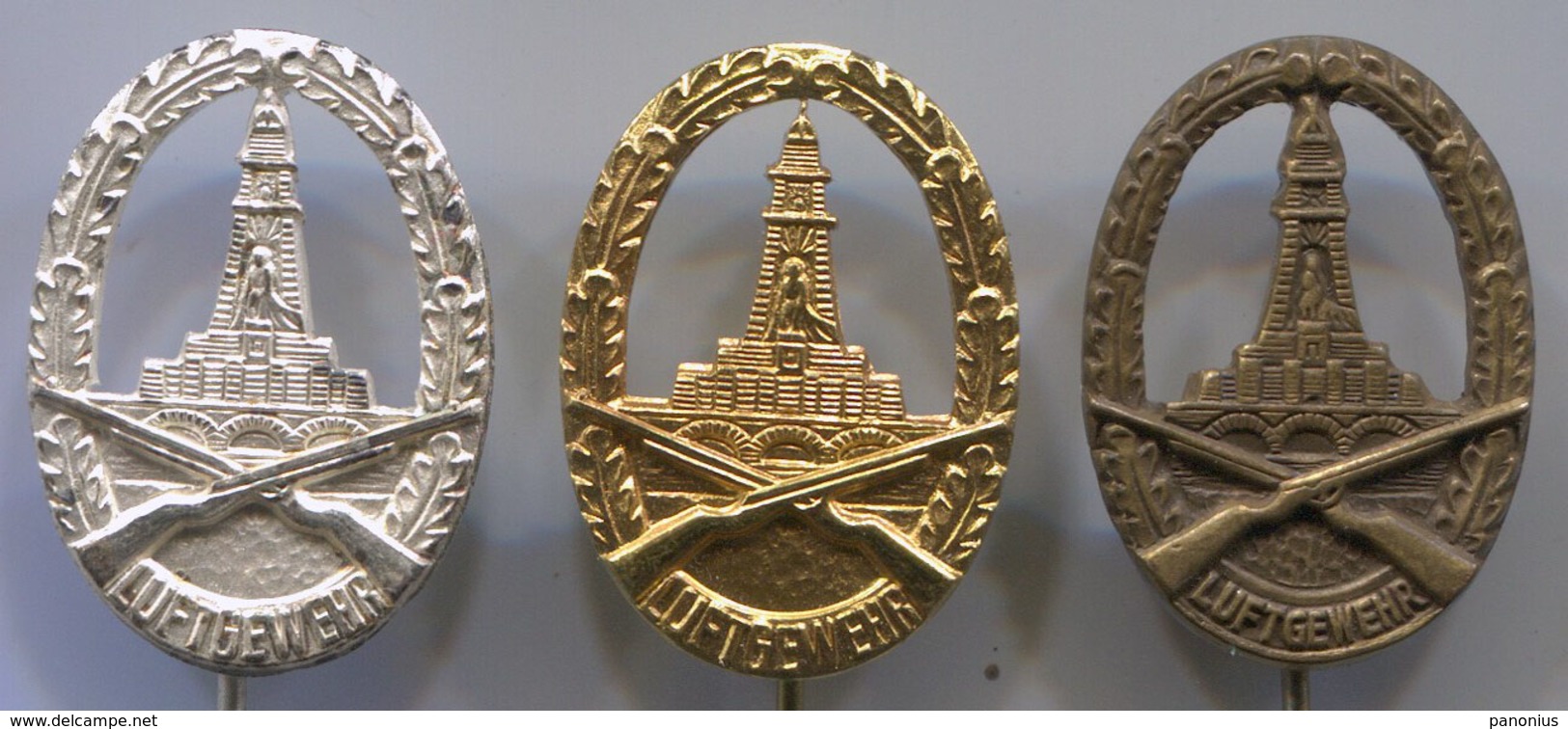 ARCHERY / SHOOTING - LUFTGEWEHR, Germany, Vintage Pin, Badge, Abzeichen, 3 Pieces - Tir à L'Arc