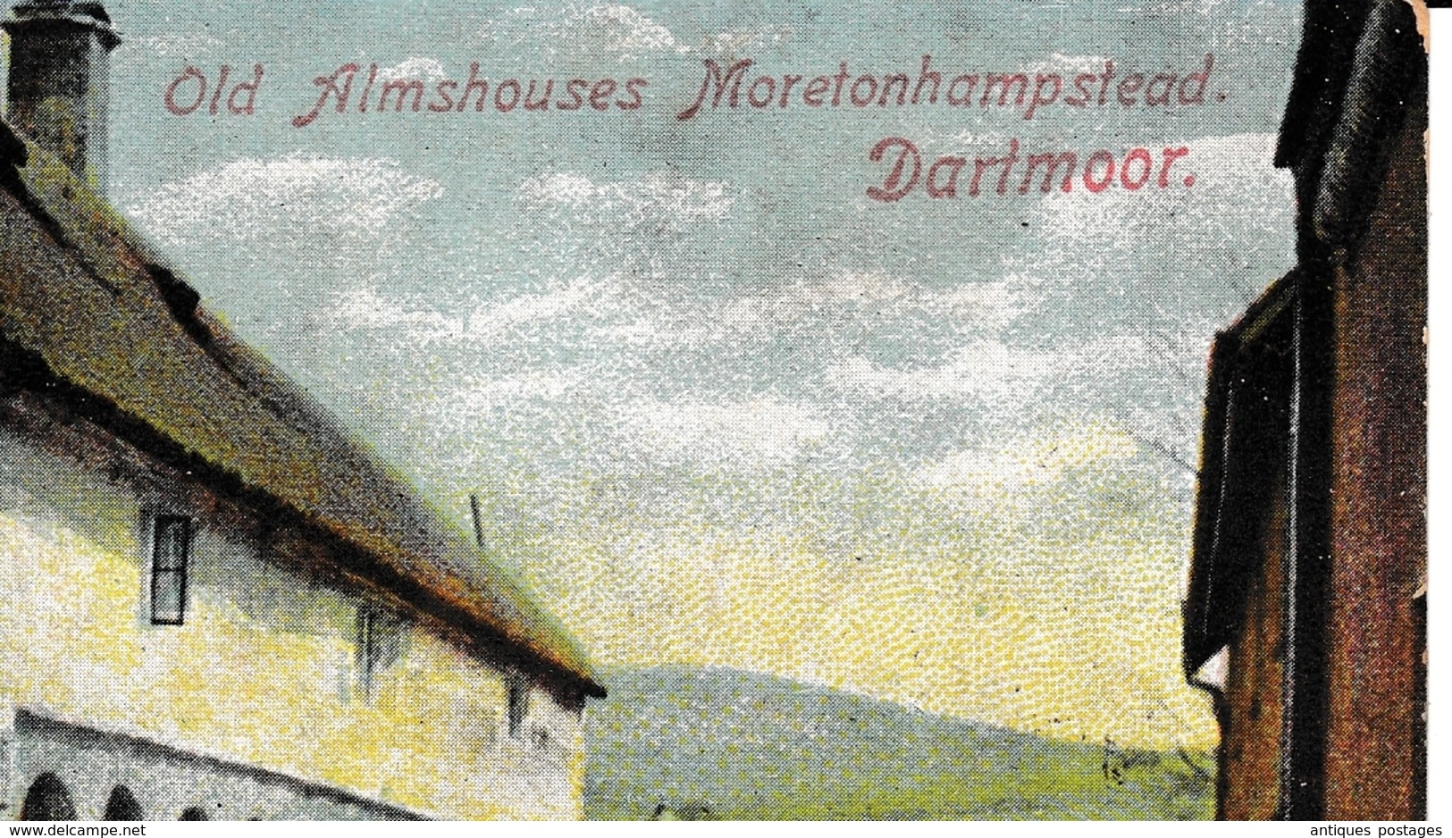 Carte Postale Moretonhampstead Almshouses Dartmoor 1906 Pour Saint Quentin Aisne Timbre Taxe - Covers & Documents