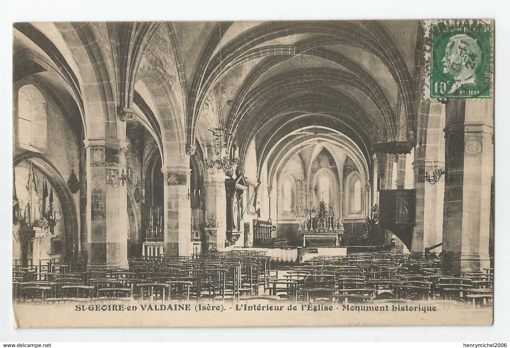 38 - Isère - St Saint Geoire En Valdaine L'intérieur De L'église 1924 - Saint-Geoire-en-Valdaine
