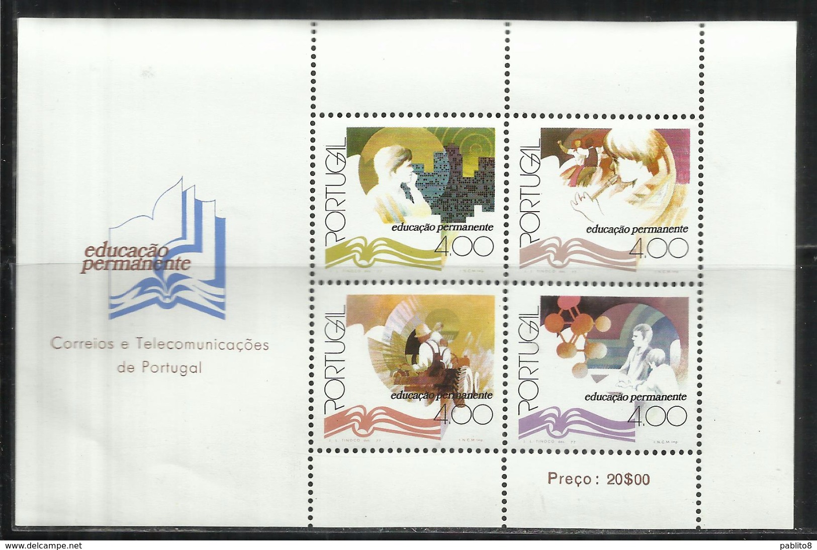 PORTUGAL PORTOGALLO 1977 BLOCCO FOGLIETTO EDUCAZIONE PERMANENTE EDUCATION BLOCK SHEET BLOC FEUILLET MNH - Blocks & Kleinbögen