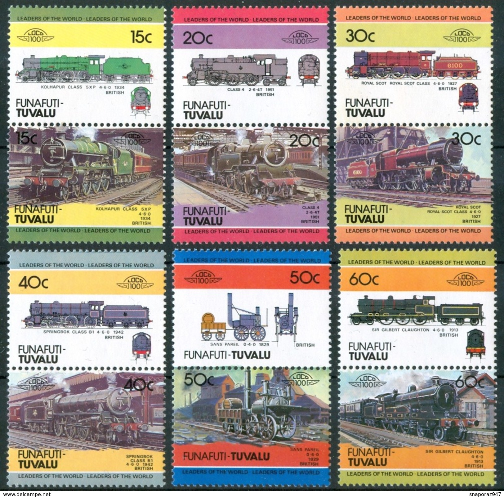 1984 Funafuti (Tuvalu) Trains Treni Railways Locomotive Locomotives Set MNH** B495-2 - Treni