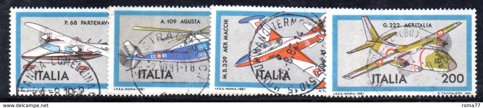 XP1650 - REPUBBLICA 1981, Serie Usata . AEREI AEREOPLANE - 1981-90: Usati