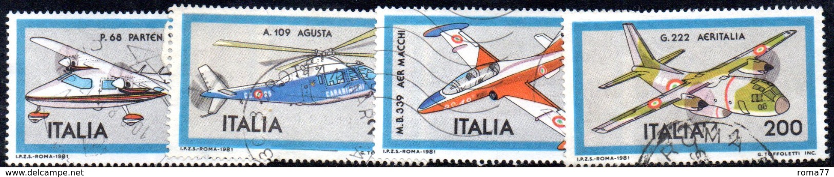 XP1651 - REPUBBLICA 1981, Serie Usata . AEREI AEREOPLANE - 1981-90: Usati