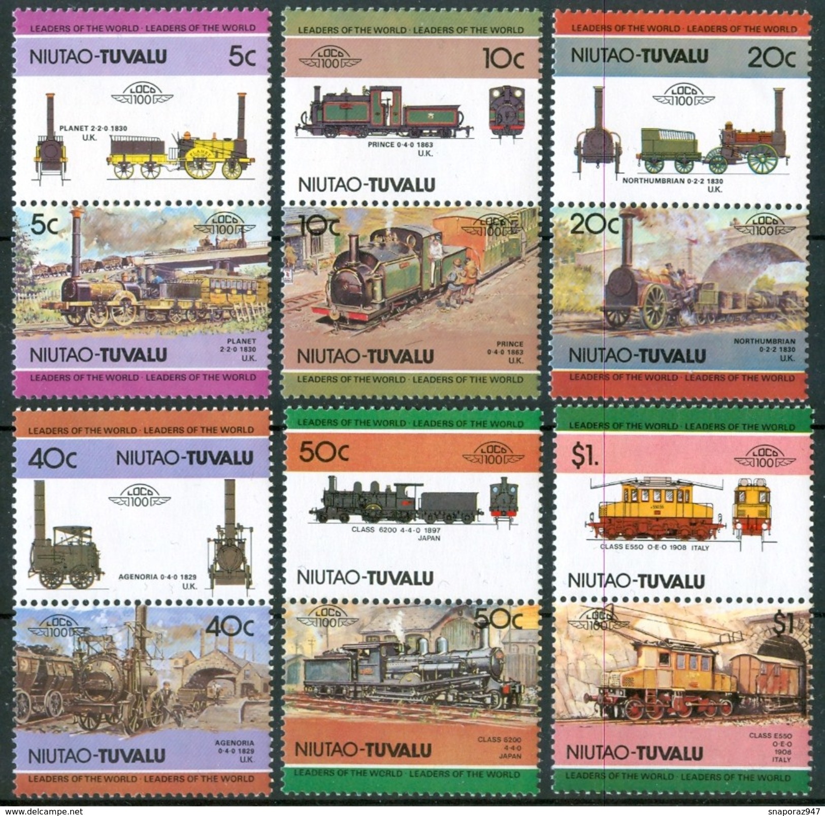 1984 Niutao (Tuvalu) Trains Treni Railways Locomotive Locomotives Set MNH** B413 - Treni