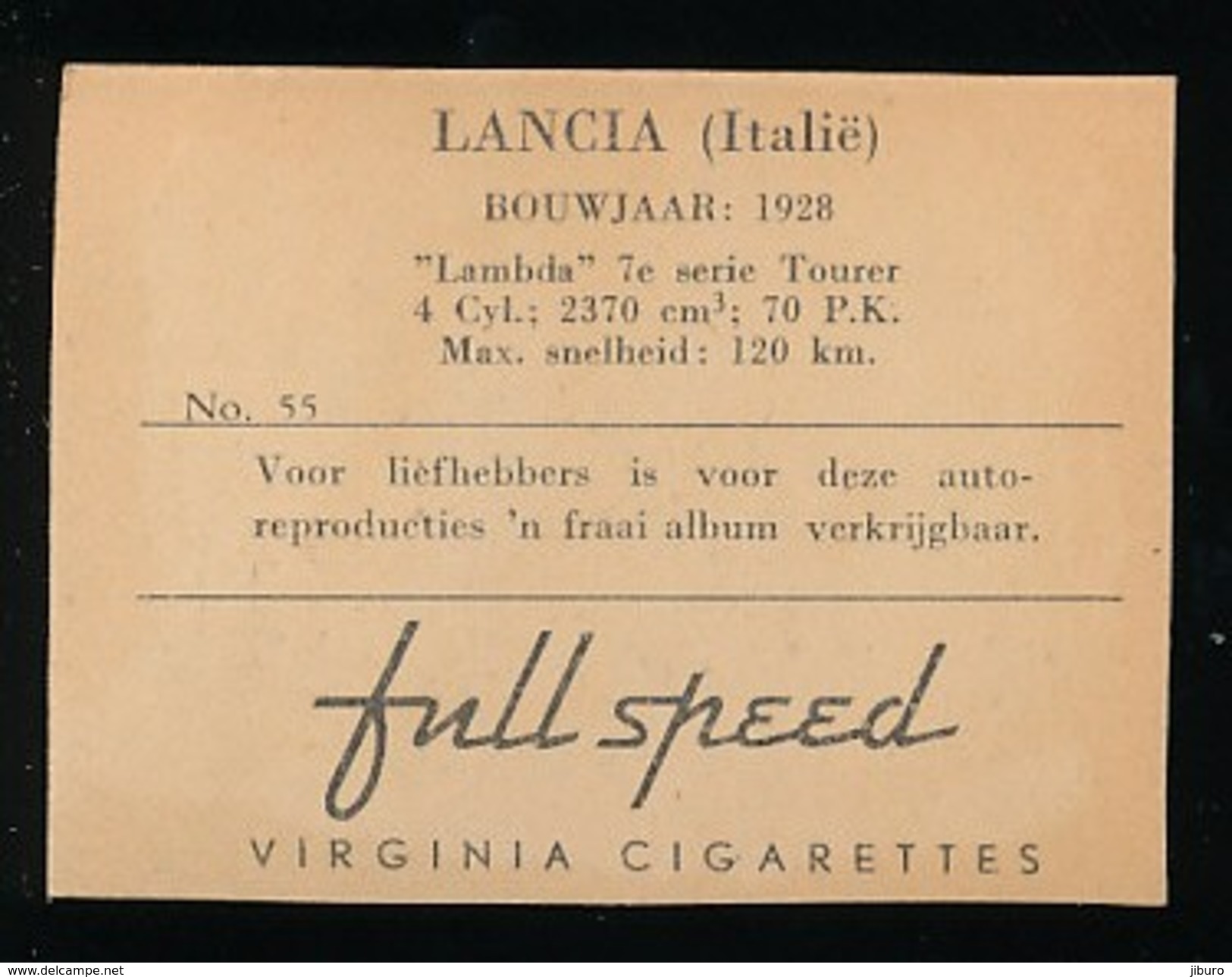 Chromo Cigarettes Virginia Full Speed / Voiture Automobile Lancia Lambda 1928 Vieux Tacots  / IM 01-car-5 - Otras Marcas