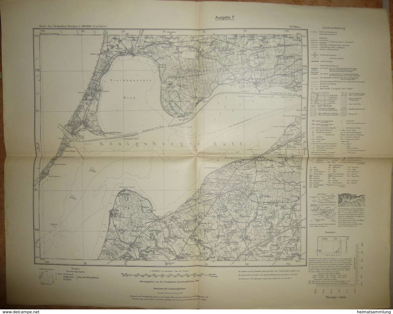 Karte Des Deutschen Reiches 1-cm-Karte - 49 Pillau - Ausgabe F 1937 - Topographische Karten
