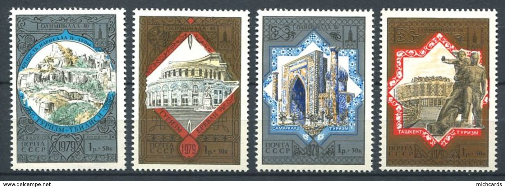 187 RUSSIE (URSS) 1979 - Yvert 4617/20 - Tourisme Armoirie Embleme JO - Neuf ** (MNH) Sans Trace De Charniere - Neufs