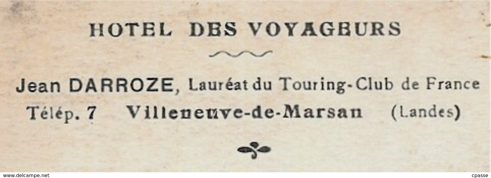 "Une Petite énigme" 40 VILLENEUVE-de-MARSAN Landes - Hôtel Des Voyageurs Jean DARROZE (Garçonnet Sous Le Porche) - Villeneuve De Marsan