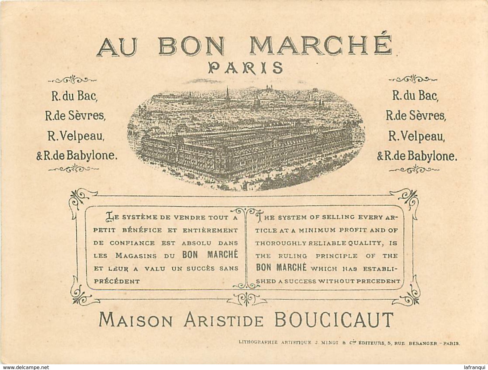 A104- Chromo Magasin Au Bon Marché - 19cms X 14cms - Enfants - Les Braconniers - Braconnage  - - Au Bon Marché