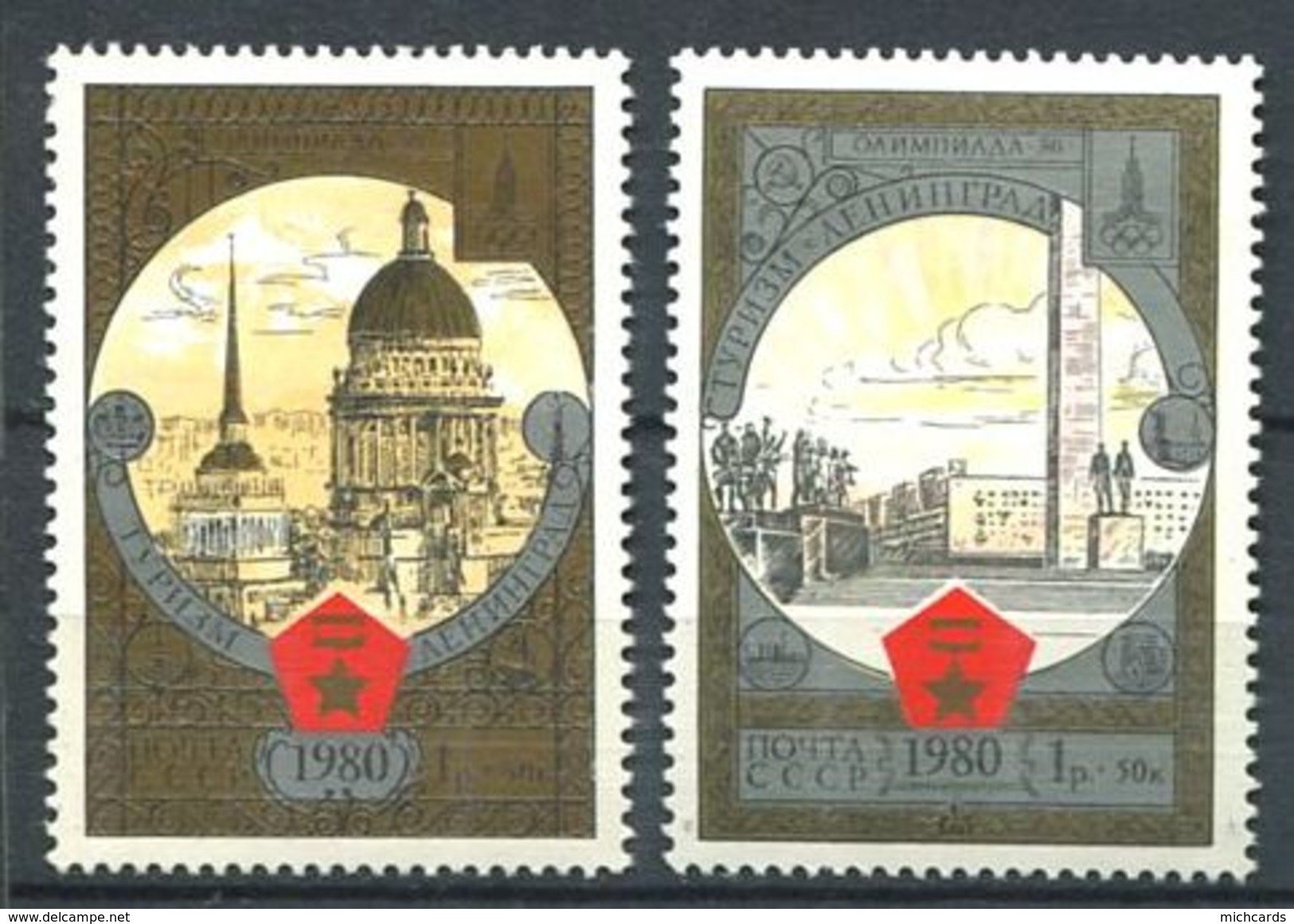 187 RUSSIE (URSS) 1980 - Yvert 4681/82 - Tourisme Armoirie Embleme JO - Neuf ** (MNH) Sans Trace De Charniere - Neufs