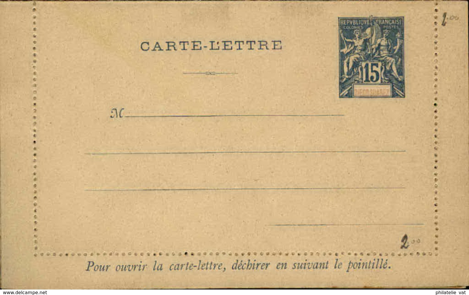 DIEGO SUAREZ - Entier Sur Carte Lettre Vierge Au Type Groupe - P21132 - Storia Postale