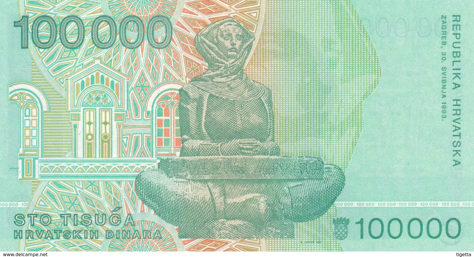 CROAZIA 100000 DINARA 1993   FDS - Croatia