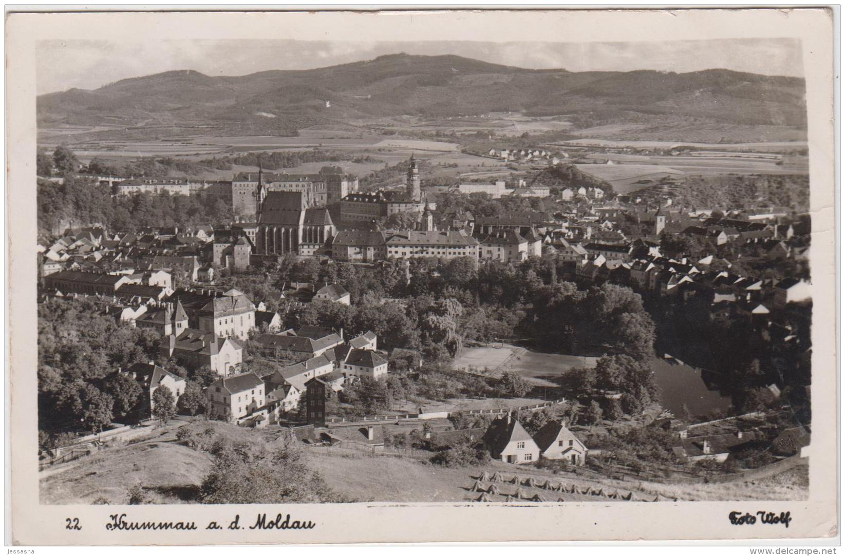 AK - (Sudetengau) KRUMMAU A.d. Moldau - Panorama 1944 - Tschechische Republik