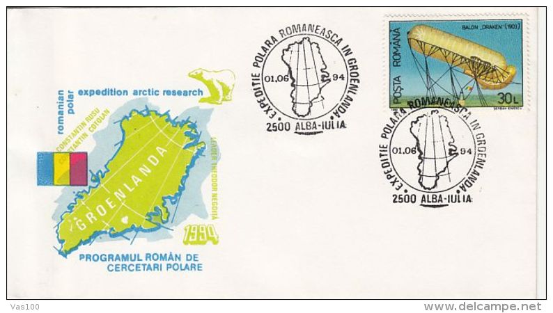 ARCTIC EXPEDITION, GREENLAND, ROMANIAN EXPEDITION, SPECIAL COVER, 1994, ROMANIA - Expéditions Arctiques