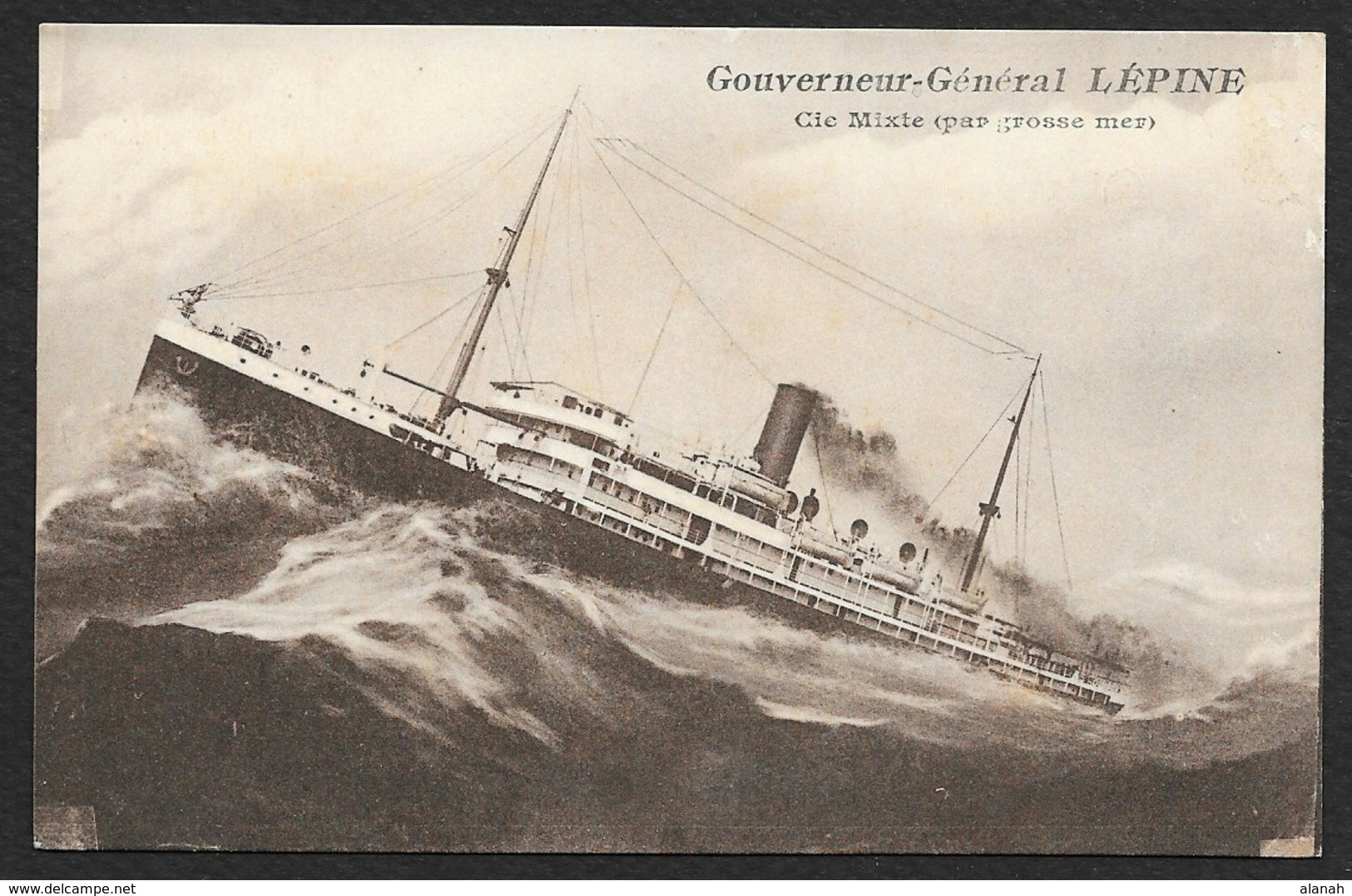 Paquebot "Gouverneur Général LEPINE" Cie Mixte Dans La Tempête (Grimaud) - Steamers