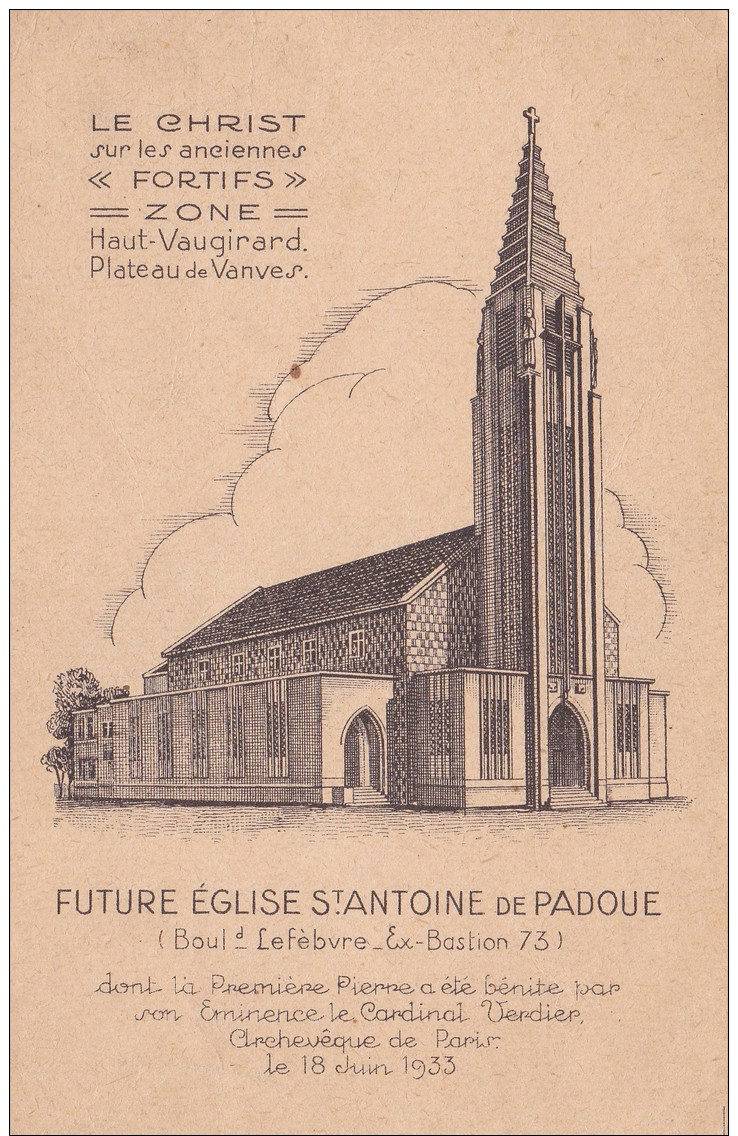 B6 - 75 - Paris - Future Eglise St-Antoine De Padoue - Le Christ Sur Les Anciennes "Fortifs" - Zone Haut-Vaugirard - Autres Monuments, édifices