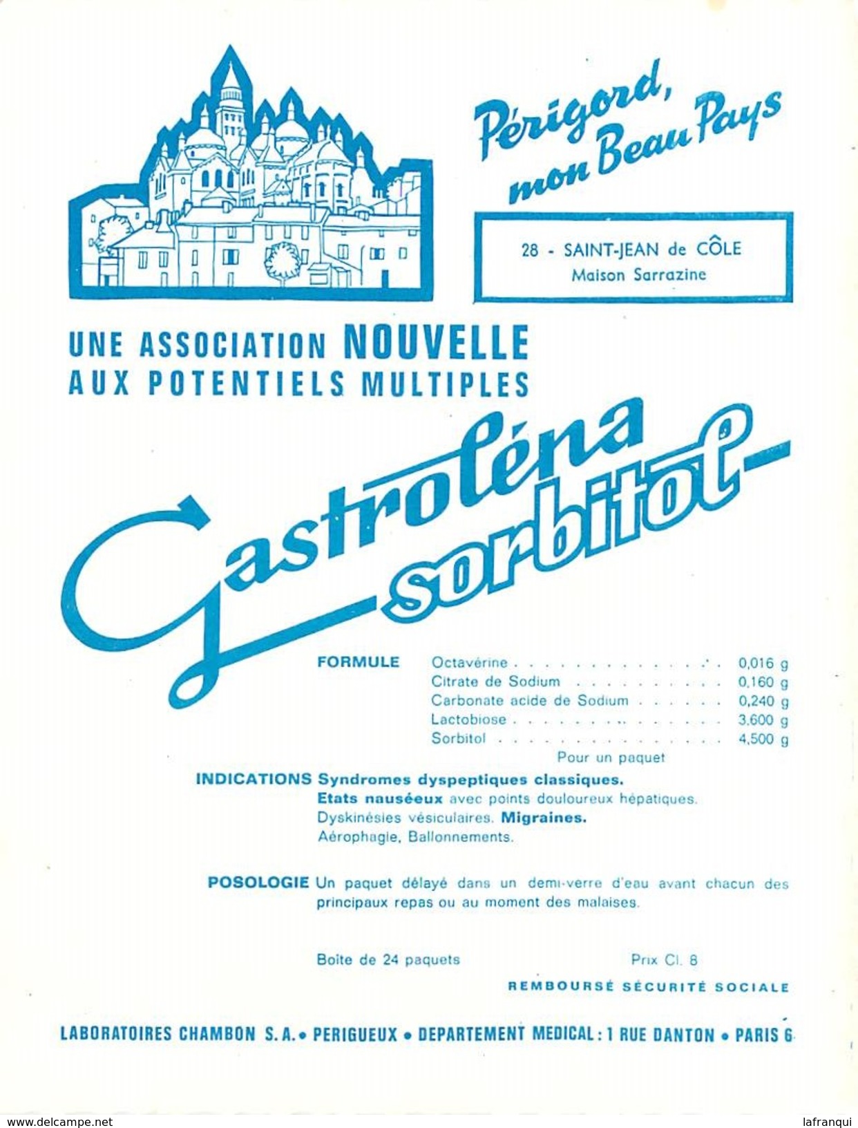 A142- Dordogne -saint Jean De Cole - Publicité Santé Laboratoires - Dimension : 18cms X 14cms -carte Bon Etat - - Autres & Non Classés