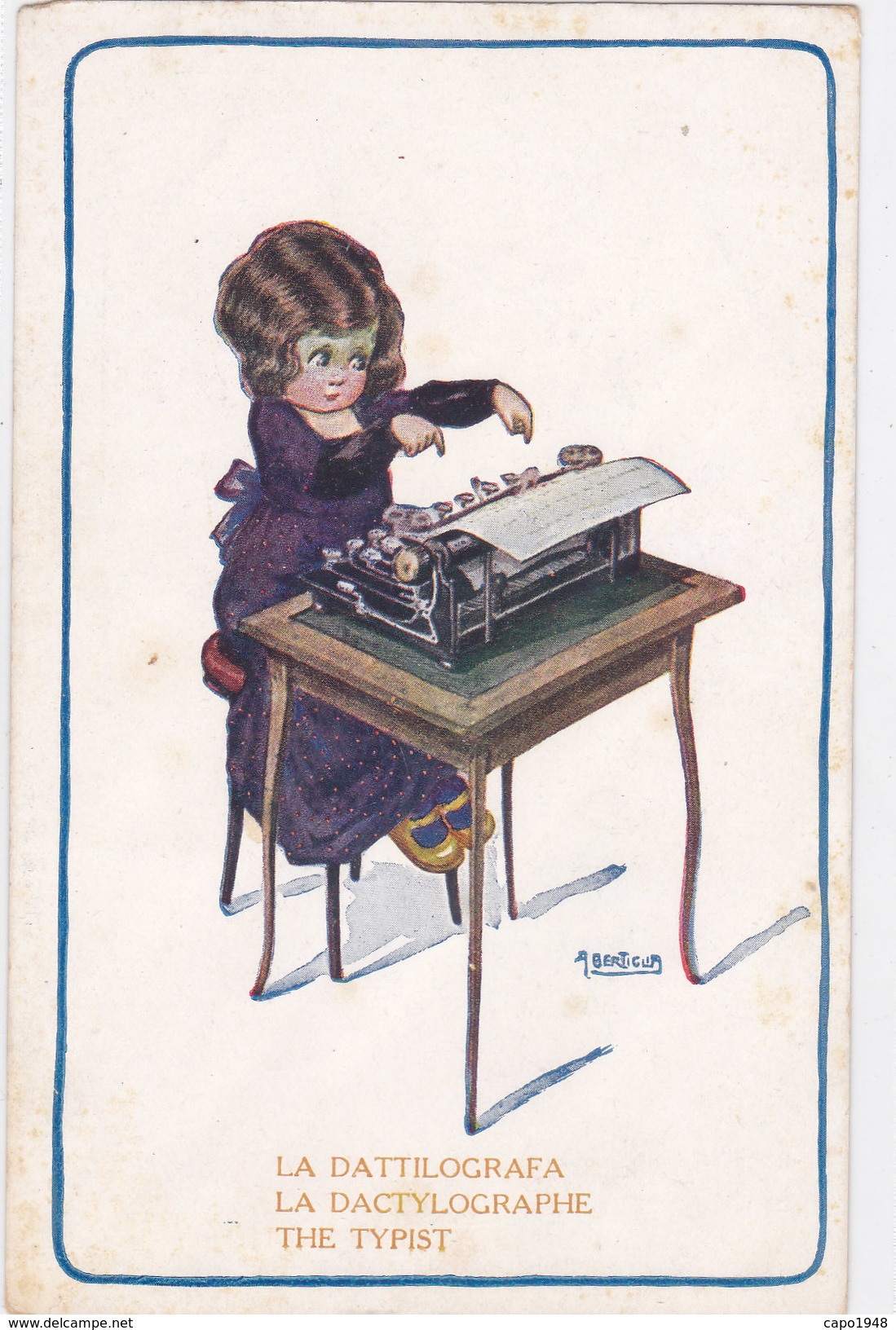 CARD BERTIGLIA  MESTIERE IMPIEGATA  LA DACTILOGRAFA -THE TYPIST LA DACTYLOGRAPHE  FP-N -2-0882-26701 - Bertiglia, A.