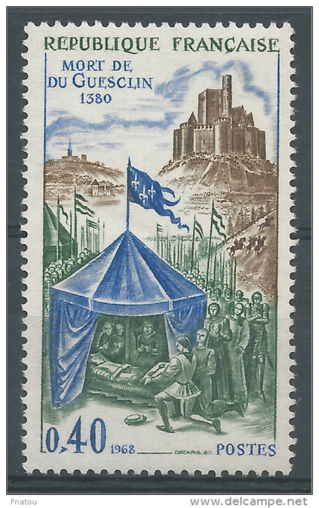 France, Death Of Bertrand Du Guesclin, Breton Knight, 1968, MNH VF - Unused Stamps